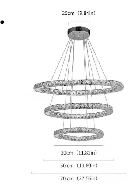 Chrome Wagon Wheel LED Chandelier with Clear K9 Crystals