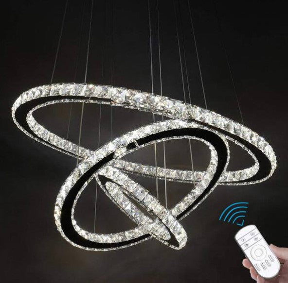 Chrome Wagon Wheel LED Chandelier with Clear K9 Crystals