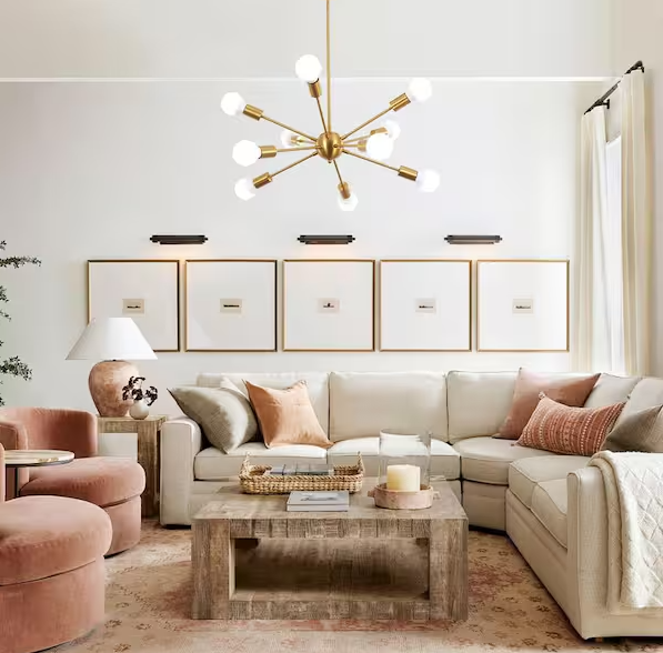 10-Light Gold Linear Sputnik Chandelier – Modern Statement Fixture