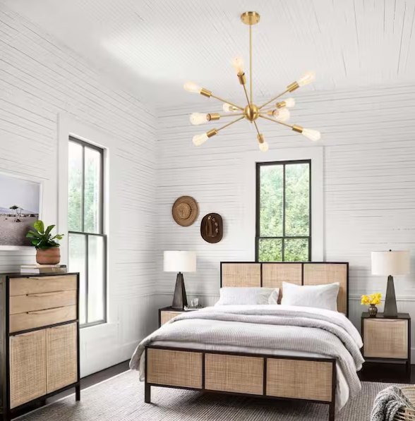 10-Light Gold Linear Sputnik Chandelier – Modern Statement Fixture