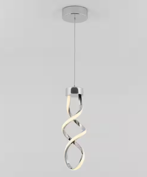 Modern Chrome Swirl LED Mini Pendant Light – Integrated LED Design