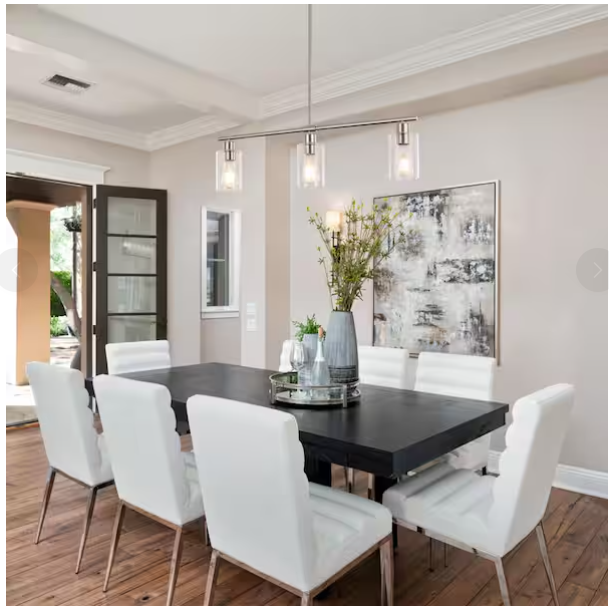 3-Light Nickel Pendant Chandelier – Rustic Farmhouse Kitchen Island Lighting