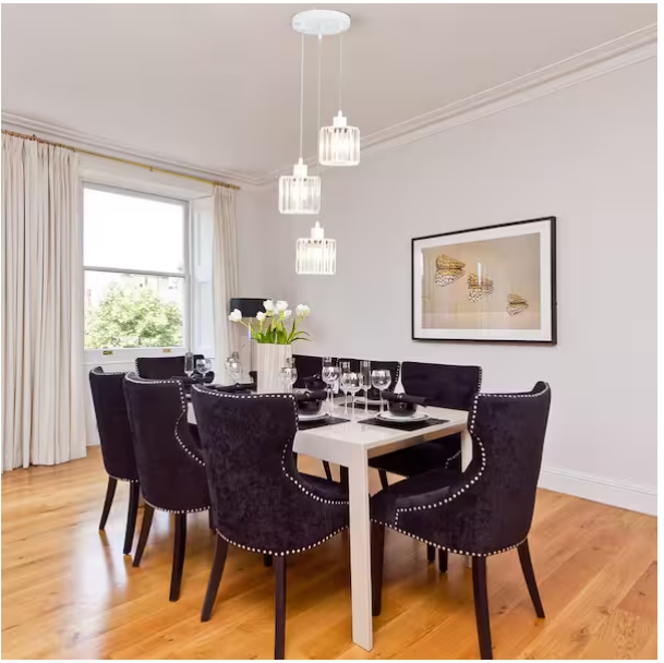 3-Light White Crystal Pendant Chandelier – Modern Classic Kitchen Island Lighting