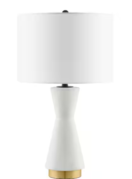 24” White Ceramic Table Lamp with Gold Accents – Melbourne Collection