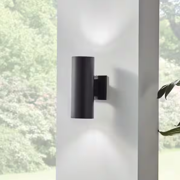 2-Light Black Outdoor Wall Cylinder Sconce – Independence Collection