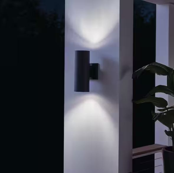 2-Light Black Outdoor Wall Cylinder Sconce – Independence Collection