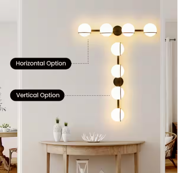 4-Light Modern Black Bathroom Vanity Light with Milk Globe Glass Shades