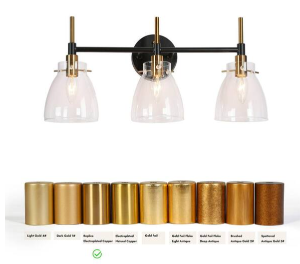 3-Light Brass Gold Bathroom Vanity Light with Clear Glass Bowls – Black Wall Sconce