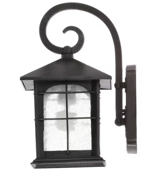 Aged Iron Outdoor Porch Wall Lantern – 1-Light Hardwired Sconce (Brimfield Collection)