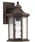 1-Light Antique Bronze Outdoor Wall Lantern with Water Glass – Traditional Medium Sconce