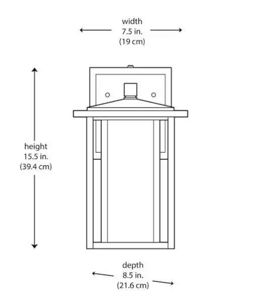15.5” Black Dusk-to-Dawn LED Outdoor Wall Lantern with Seeded Glass – Mauvo Canyon Collection