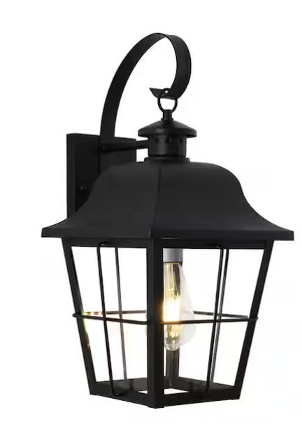 18.66” Modern Black Outdoor Wall Sconce with Wood Accent – LED Bulb Included (Jatoba Collection)