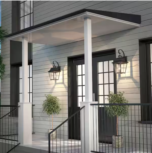 18.66” Modern Black Outdoor Wall Sconce with Wood Accent – LED Bulb Included (Jatoba Collection)