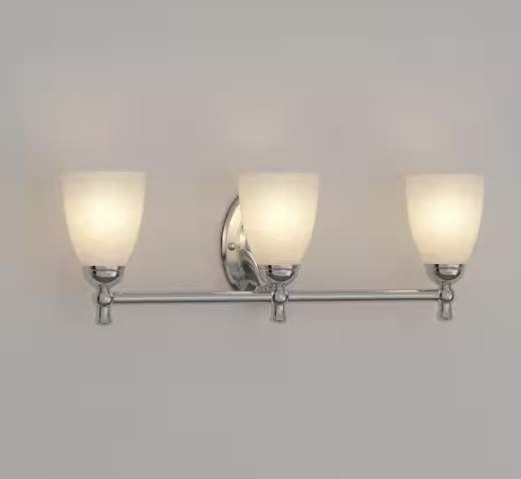 3-Light Polished Chrome Bathroom Vanity Light with Opal Glass – Solomone Collection