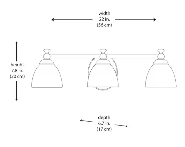 3-Light Polished Chrome Bathroom Vanity Light with Opal Glass – Solomone Collection